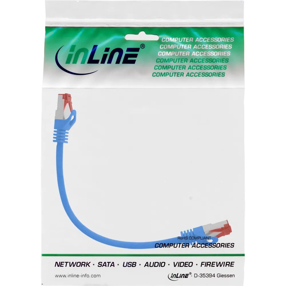 InLine Patchkabel - S/FTP (PiMf) - Cat.6 - 250MHz - PVC - CCA - blau - 0,25m