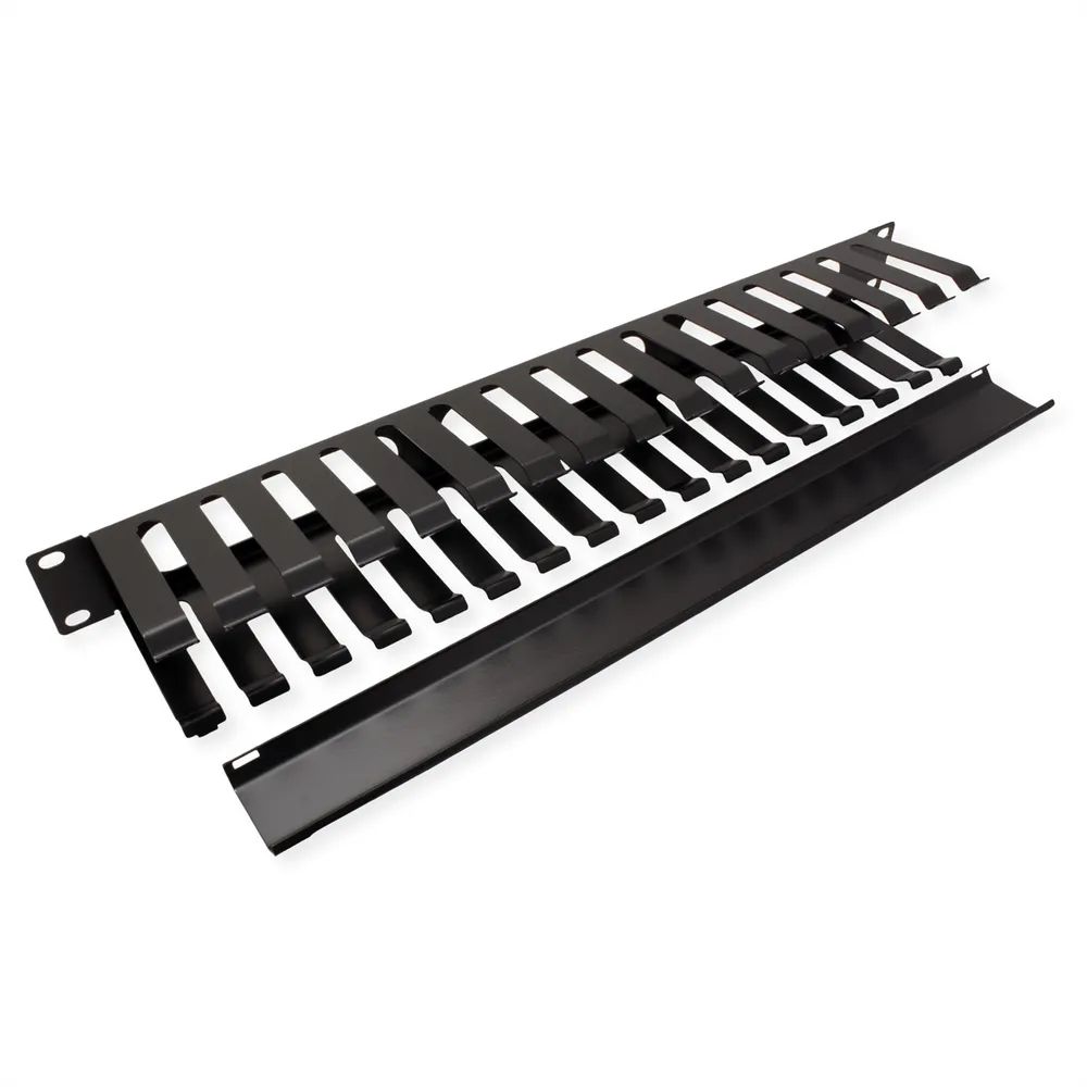 VALUE 19-Zoll-Frontplatte 1 HE mit Rangierkanal 40 x 80 mm, schwarz