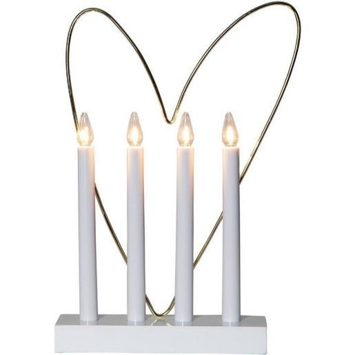 Eglo KERZENSTÄNDER 4XE10 250X75 / EGLO GLOSSY WEIß MESSING 410978