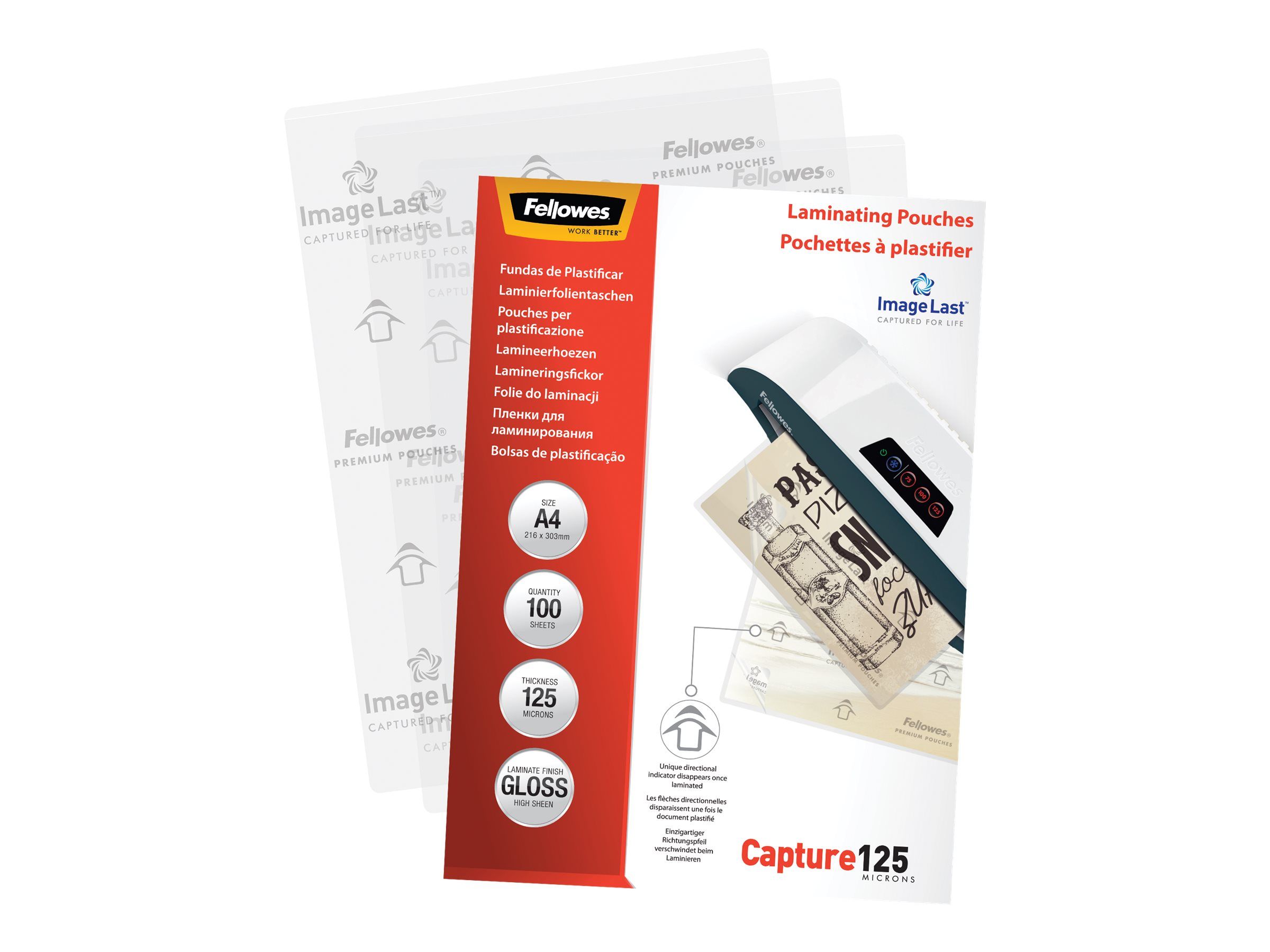 Fellowes Laminating Pouches Capture 125 micron - 100er-Pack - glänzend - A4 (210 x 297 mm)
