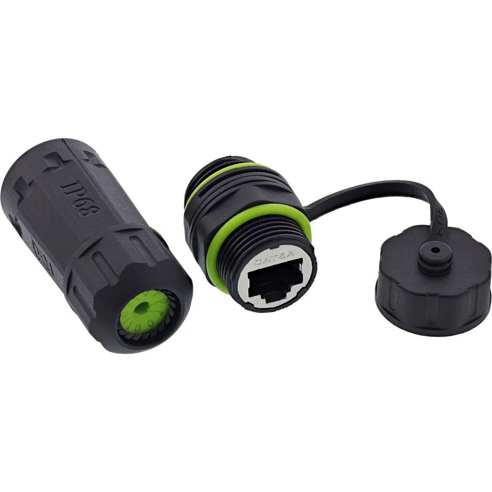 InLine Patchkabelkupplung - kurz - Cat.6A - IP68 - 2x RJ45 Buchse - geschirmt