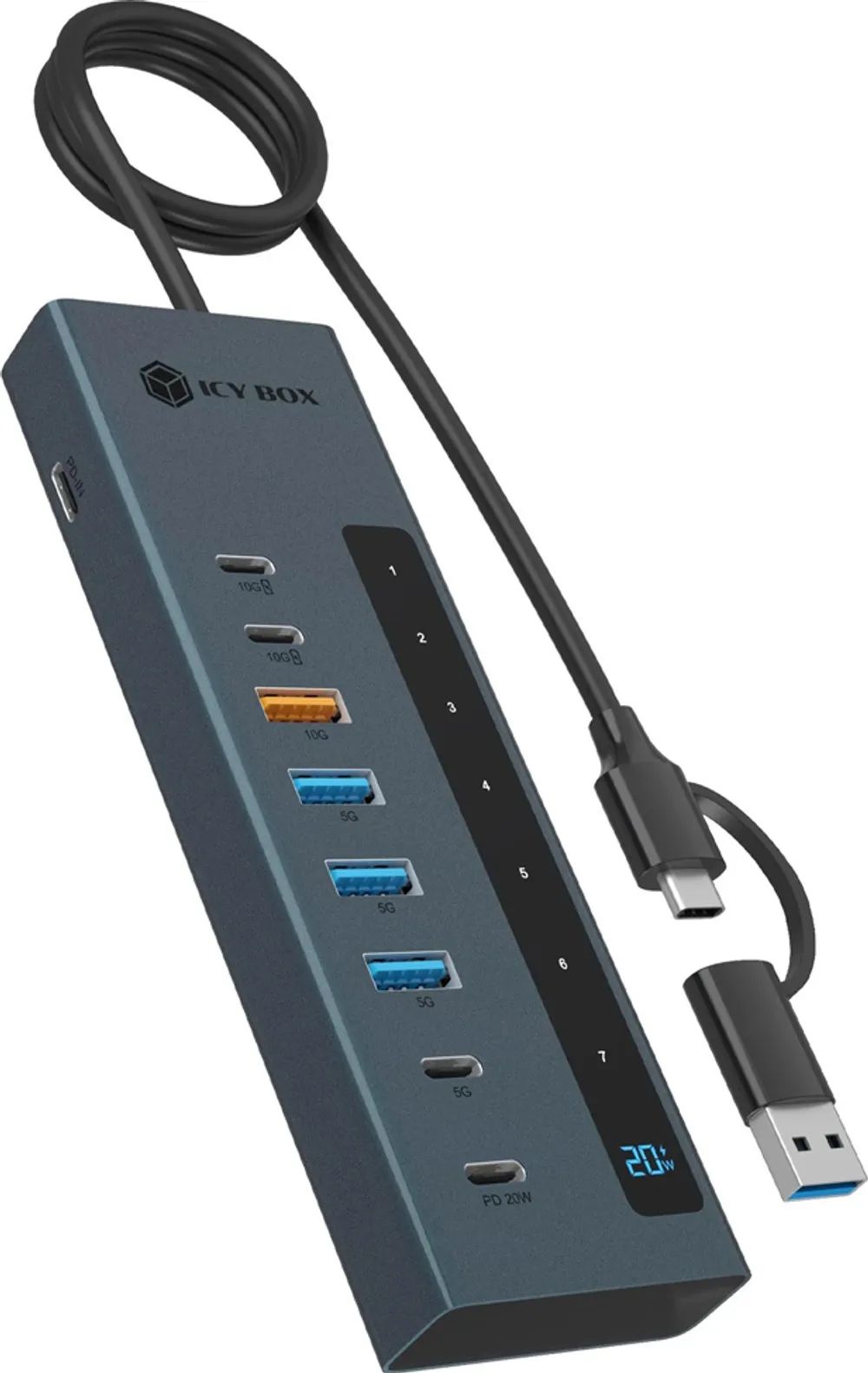 ICY BOX USB3.2 Gen2 Hub PD 2xUSB-C 1xUSB-A up to 10Gbit/s blau
