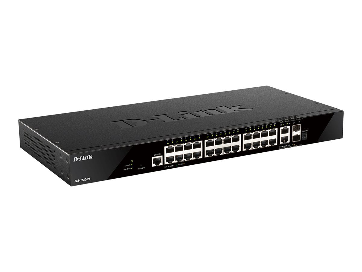 D-Link DGS 1520-28 - Switch - L3 - Smart - 24 x 10/100/1000 + 2 x Gigabit SFP + 2 x 10 Gigabit SFP+