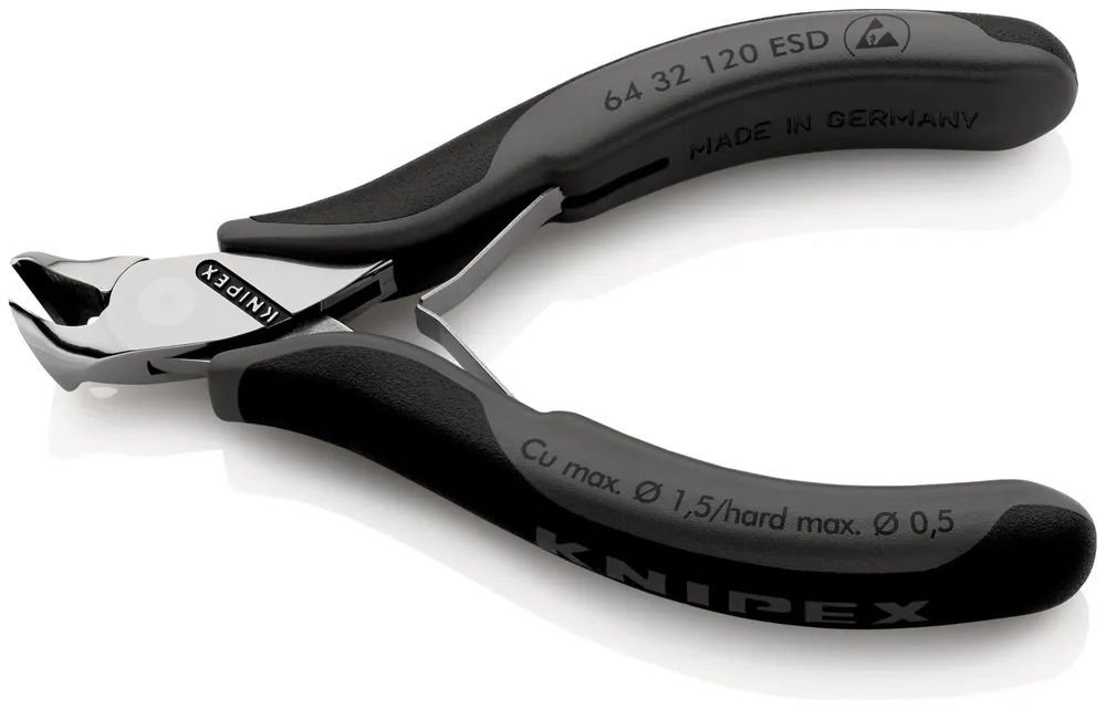 KNIPEX Elektronik-Vornschneider ESD mit Mehrkomponenten-Hüllen 120 mm