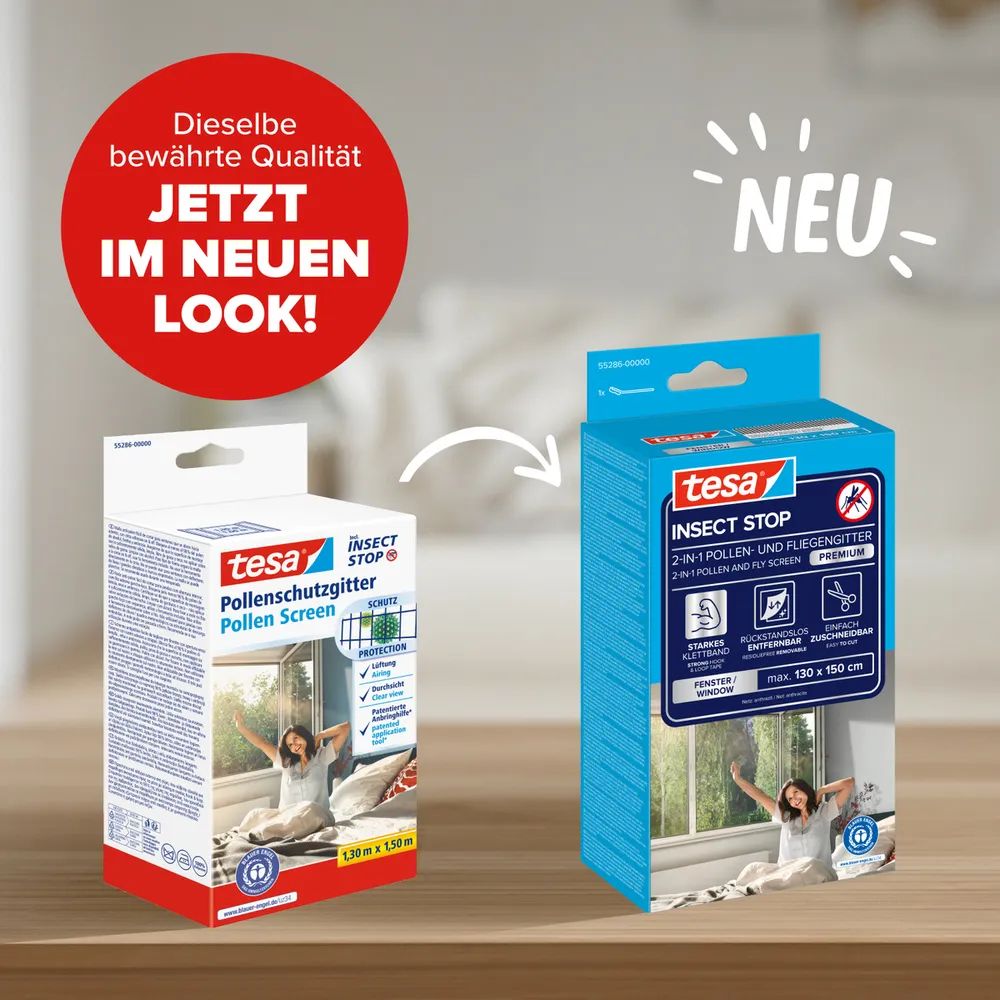 tesa® Insektenschutz Pollen 2er-Pack 1,30 × 1,50m, anthrazit 
