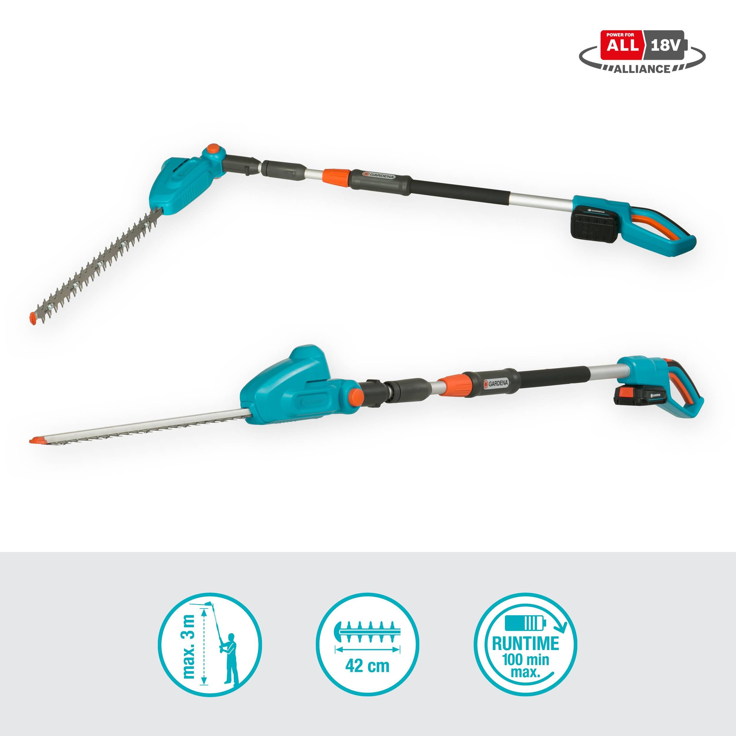 Gardena Akku-Teleskop-Heckenschere THS 42/18V P4A Ready-To-Use Set
