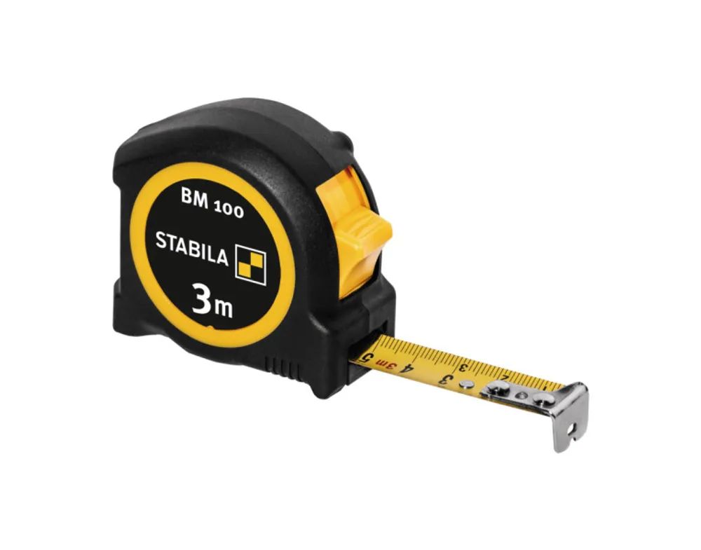 STABILA Taschenbandmaß BM 100, 3 m, metrische Skala