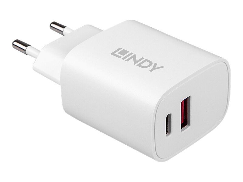 Lindy Netzteil - 20 Watt - 3 A - PD 3.0 - 2 Ausgabeanschlussstellen (24 pin USB-C, USB)