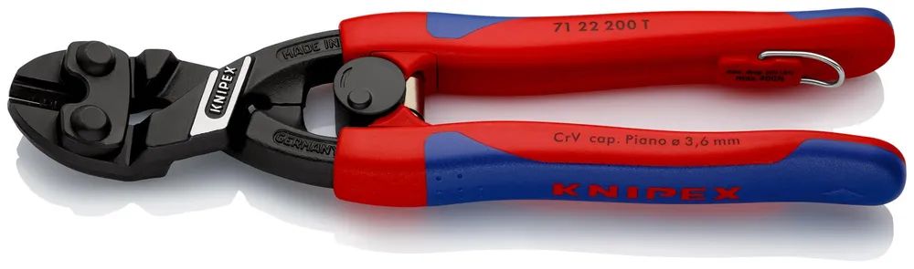 KNIPEX CoBolt® Kompakt-Bolzenschneider mit 2K-Hüllen, mit integrierter Befestigungsöse 200 mm