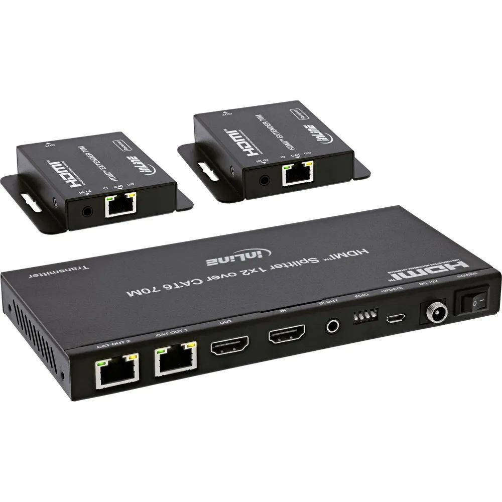InLine Video Splitter/Extender - 1x2 - Cat.6 - HDMI 4K/30Hz - Kit - mit Empfängern