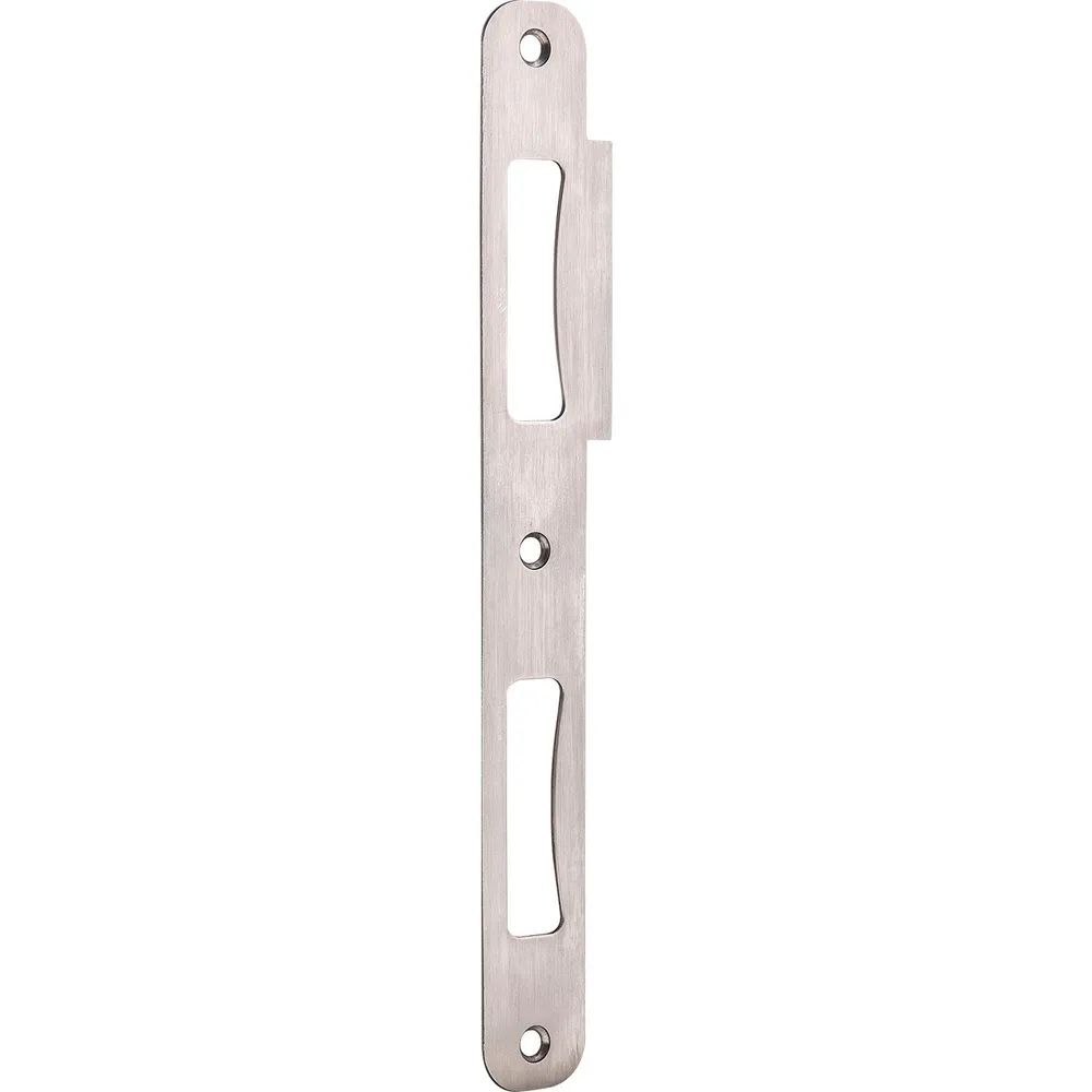 Rohrbacher Schlosswarenfabrik Wilh. Grundmann Gesellschaft m.b.H. Doppeltürschließblech R9 bombiert, links, 210 x 24 x 1,5 mm, Edelstahl
