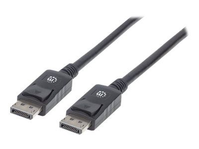 Manhattan DisplayPort 1.2 Cable, 4K@60hz, 2m, Male to Male, With Latches, Fully Shielded, Black, Lifetime Warranty, Polybag - DisplayPort-Kabel - DisplayPort (M)