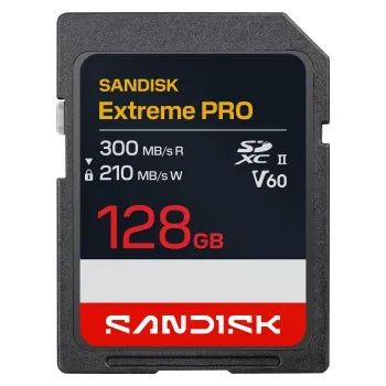 SanDisk SDXC Extreme PRO 128GB (UHS-II, V60, U3, C10, R300 MB/s /W210 MB/s, 6K)