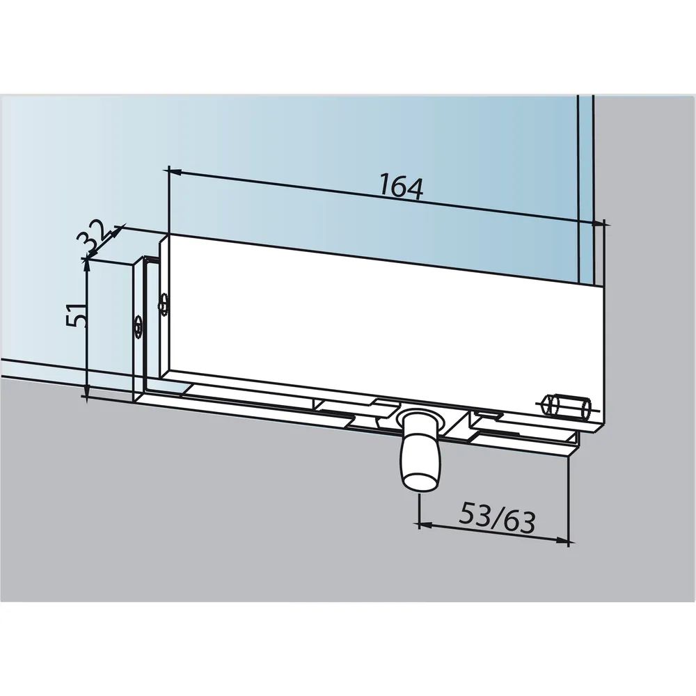 DORMA-Glas Oberlichtbeschlag PT 30 m. Zapfen ø 15 mm, Edelstahl (03.120)