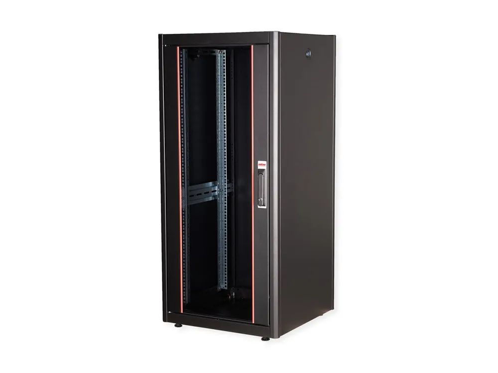ROLINE Basic - Schrank Netzwerkschrank - Glas-Tür, 600x600 BxT - RAL 9005, Jet Black - 26U - 48.3 cm (19")