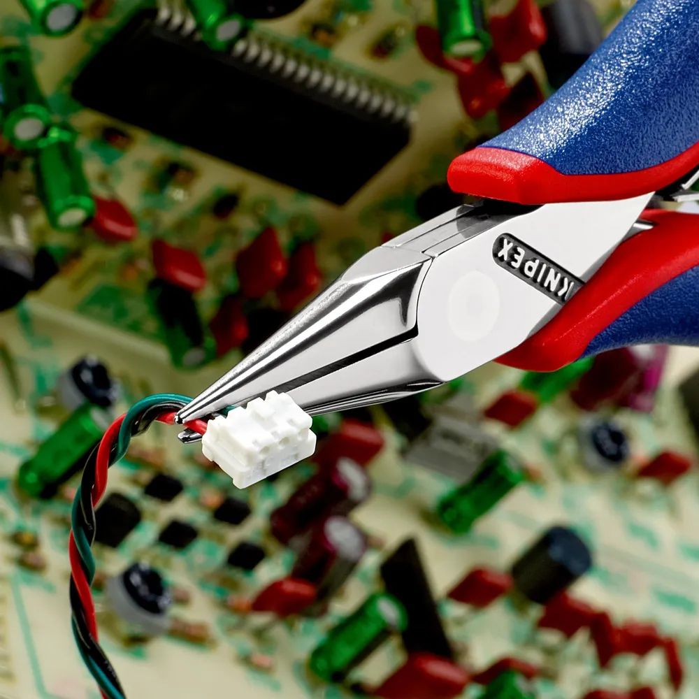 KNIPEX Elektronik-Greifzange mit durchgestecktem Gelenk mit Mehrkomponenten-Hüllen 115 mm