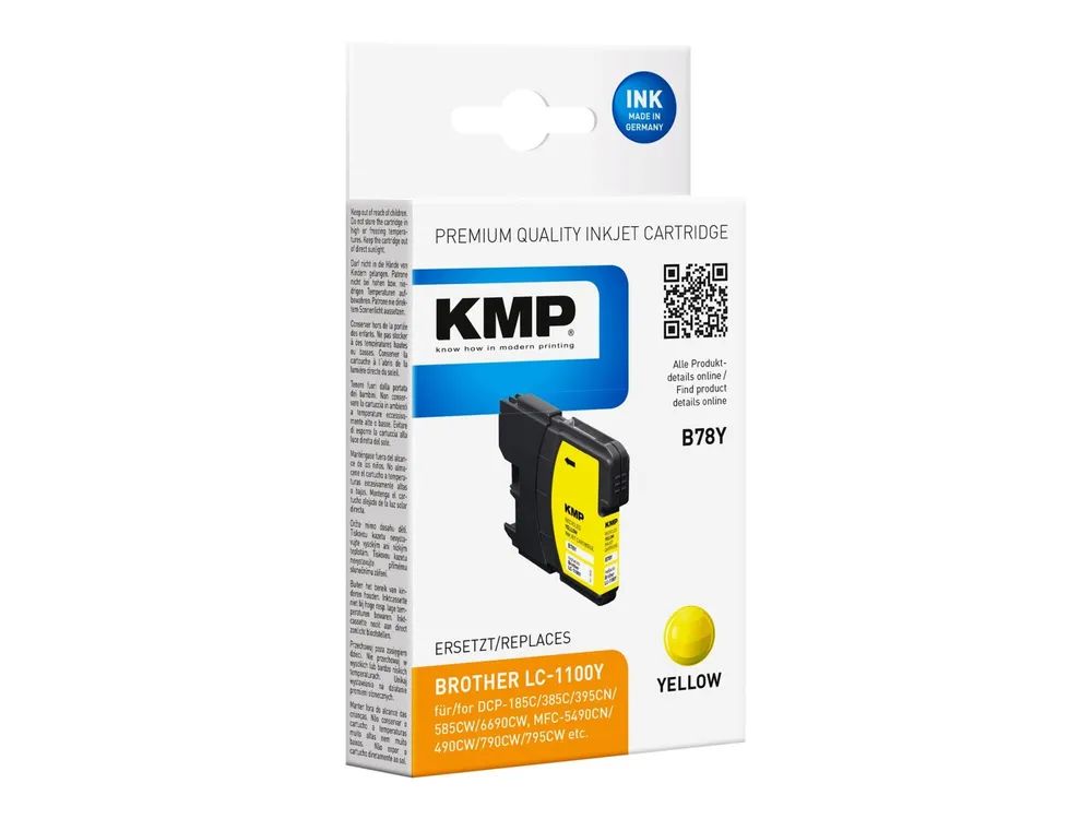 KMP B78Y - 4.8 ml - Gelb - kompatibel - Tintenpatrone (Alternative zu: Brother LC1100Y)