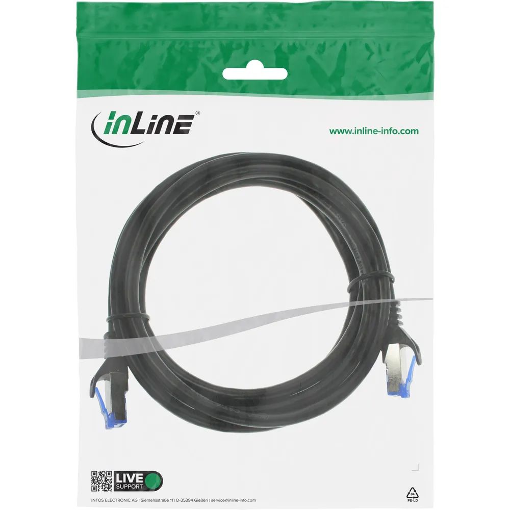 InLine Patchkabel - Cat.6A - S/FTP - PE outdoor - schwarz - 3m