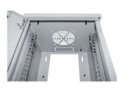 Intellinet Network Cabinet, Wall Mount (Standard), 6U, Usable Depth 265mm/Width 239mm, Grey, Assembled, Max 60kg, Metal & Glass Door, Back Panel, Removeable Sides, Suitable also for use on desk or floor, 10",Parts for wall install (eg screws/rawl plu
