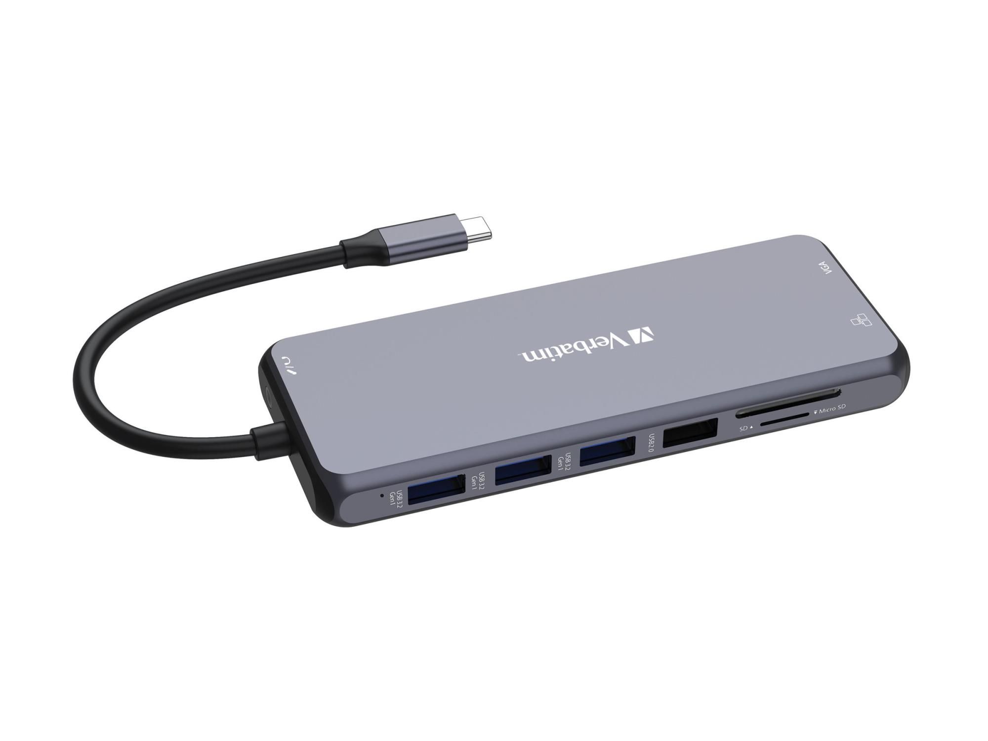 Verbatim Hub - 2 x HDMI + 1 x VGA + 7 x USB + 1 x 1 Gigabit Ethernet