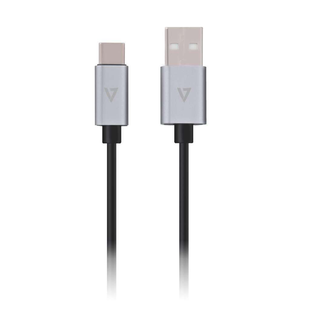 V7 1m USB2-A auf USB-C Kabel grau