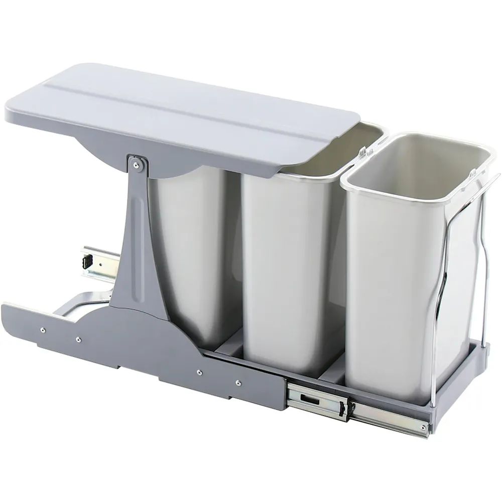 EKOTECH Einbau-Abfallsammler Patty 30 3 x 8 Liter Kunststoff Lichtgrau
