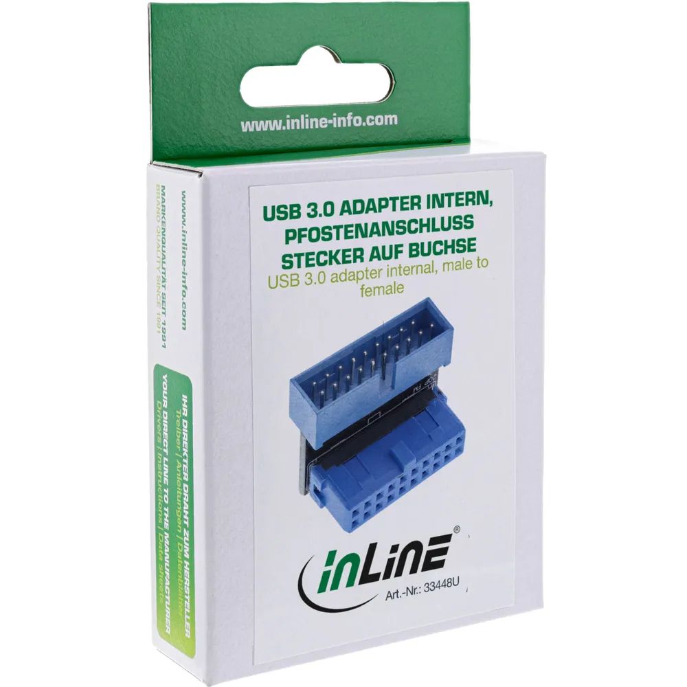 InLine USB 3.0 Adapter intern - Pfostenanschluss Stecker/Buchse - unten gewinkelt