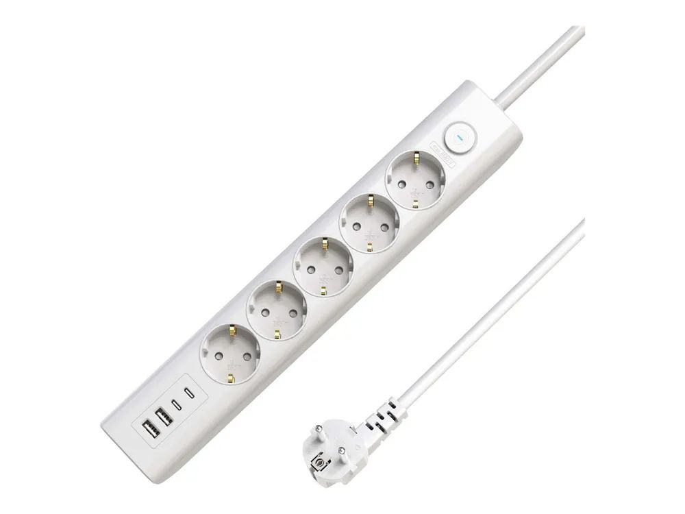 MicroConnect 5-way USB Schuko Power Strip on/off switch - Steckdosenleiste
