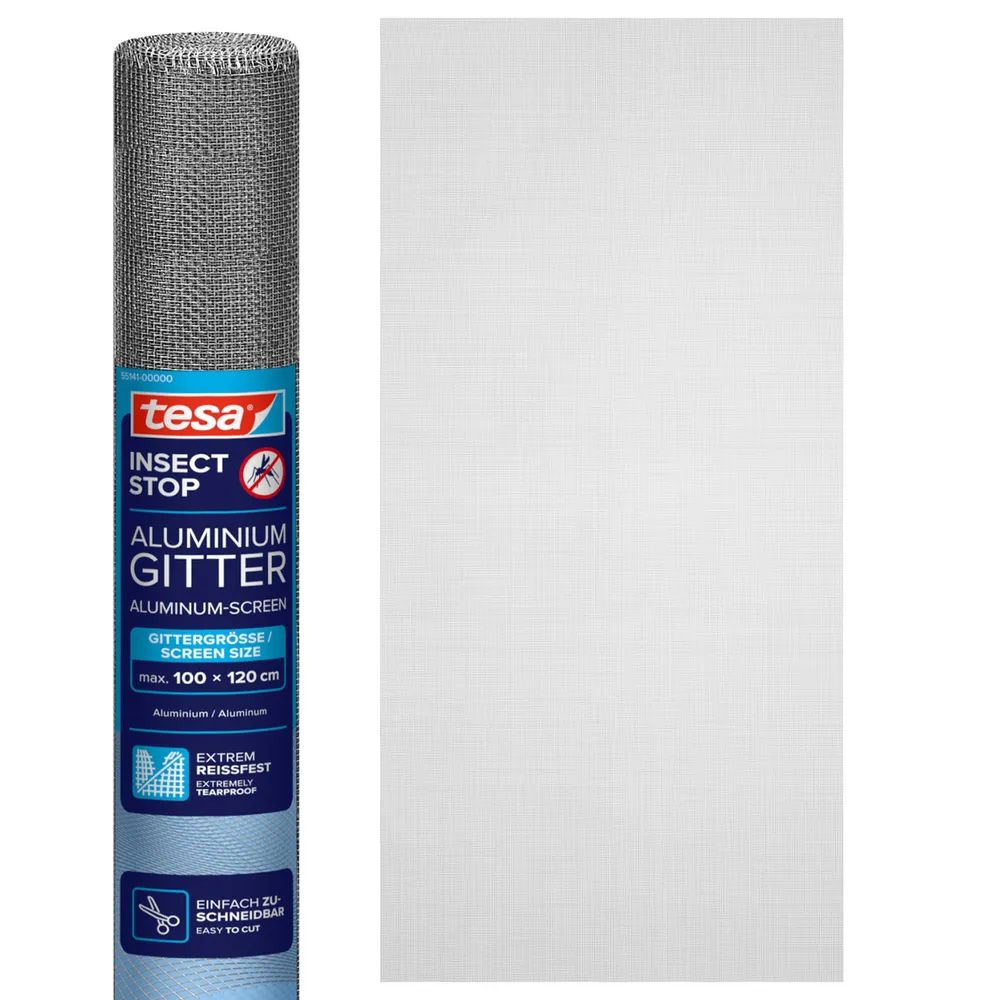 t﻿esa® Ersatz-Fliegengitter Aluminium, grau, 1,00 x 1,20m