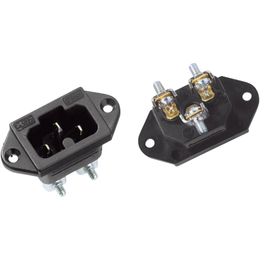 BACHMANN Heissgeräteinbaustecker IEC320 C15A, C16A mit Schraubanschlüssen, schwarz