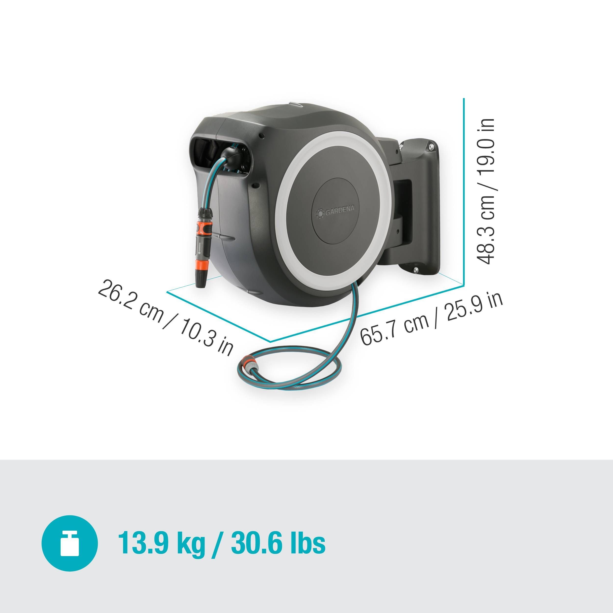 Gardena Wand-Schlauchbox RollUp XL, 35 m, weiß