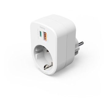 Hama Mehrfachstecker 3er f. Steckdose, 1 USB-C PD, 1 USB-A, 1 Schutzkontakt, 30W