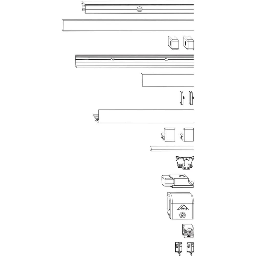 ROTO Patio Alversa Schienen-Set Halteschiene 13 mm natursilber FFB 1451-1650 mm