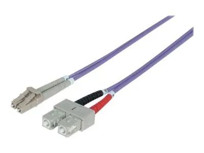 Intellinet Fiber Optic Patch Cable, OM4, LC/SC, 5m, Violet, Duplex, Multimode, 50/125 µm, LSZH, Fibre, Lifetime Warranty, Polybag - Patch-Kabel - SC multi-mode (M)