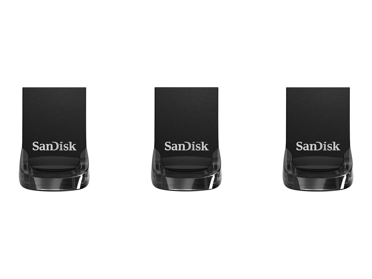 SanDisk Ultra Fit - USB-Flash-Laufwerk - 32 GB - USB 3.1 - Schwarz (Packung mit 3)