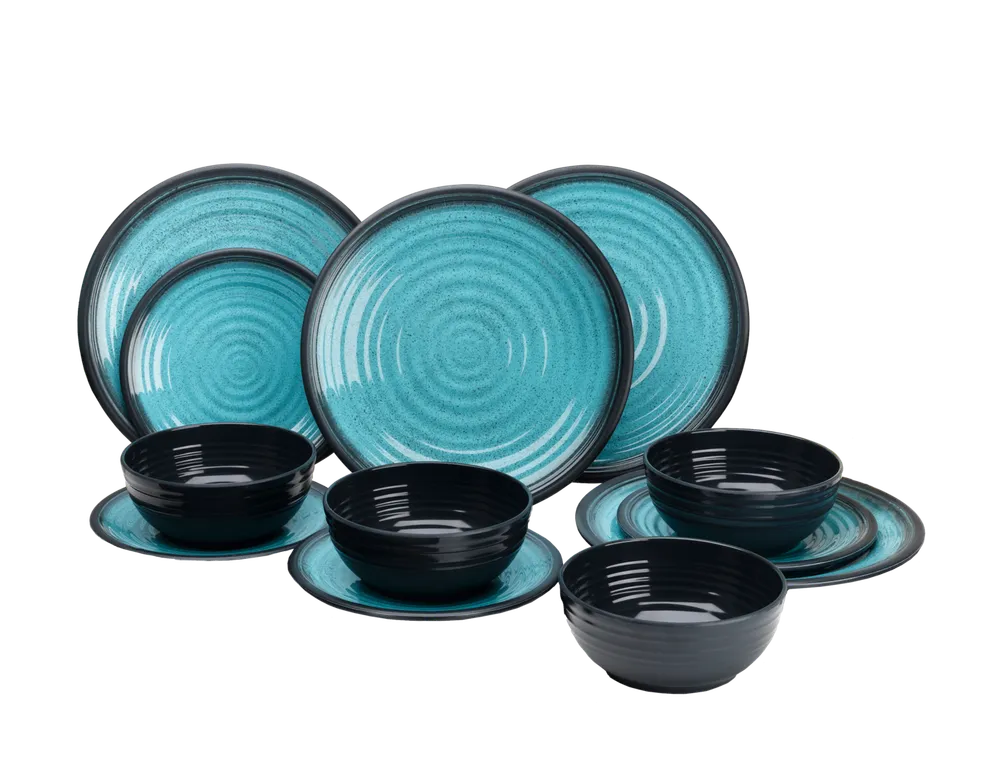 Flamefield Melamin-Set Premium Granite-Aqua