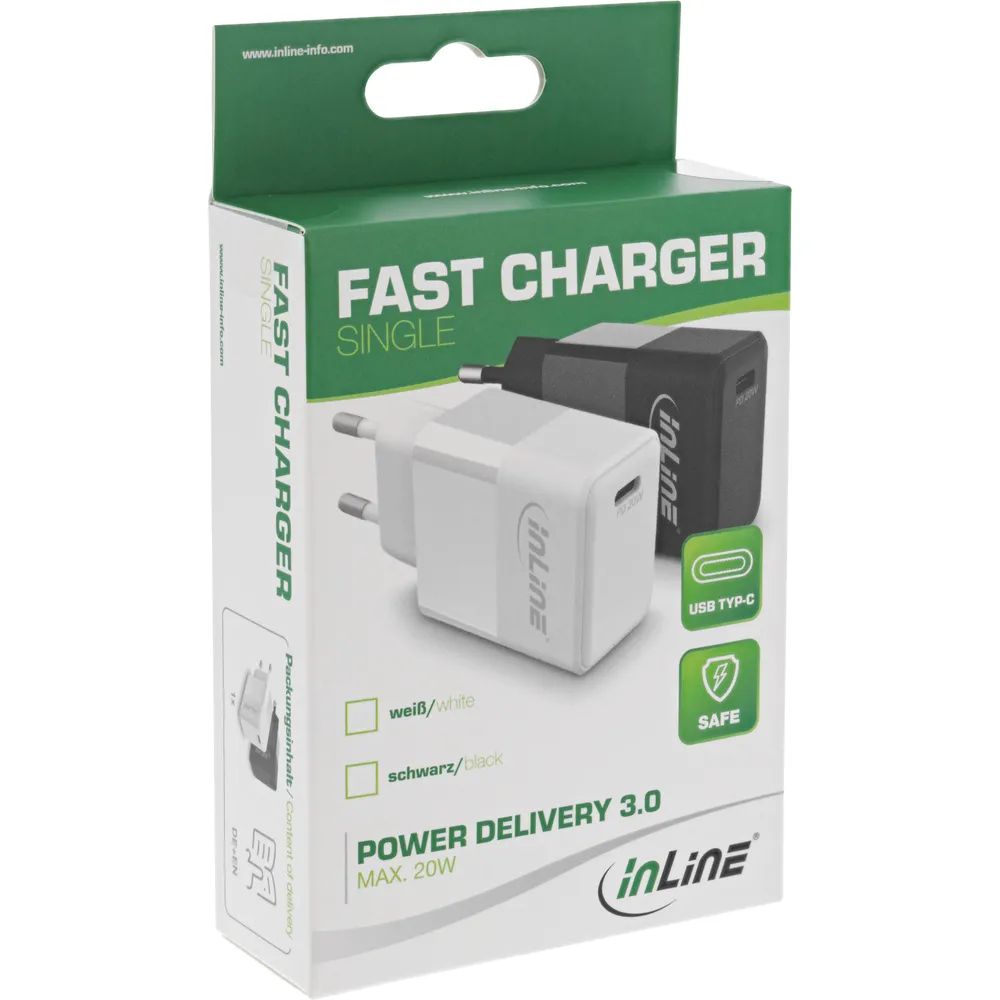 InLine USB PD Netzteil Ladegerät Single USB-C - Power Delivery - 20W - schwarz