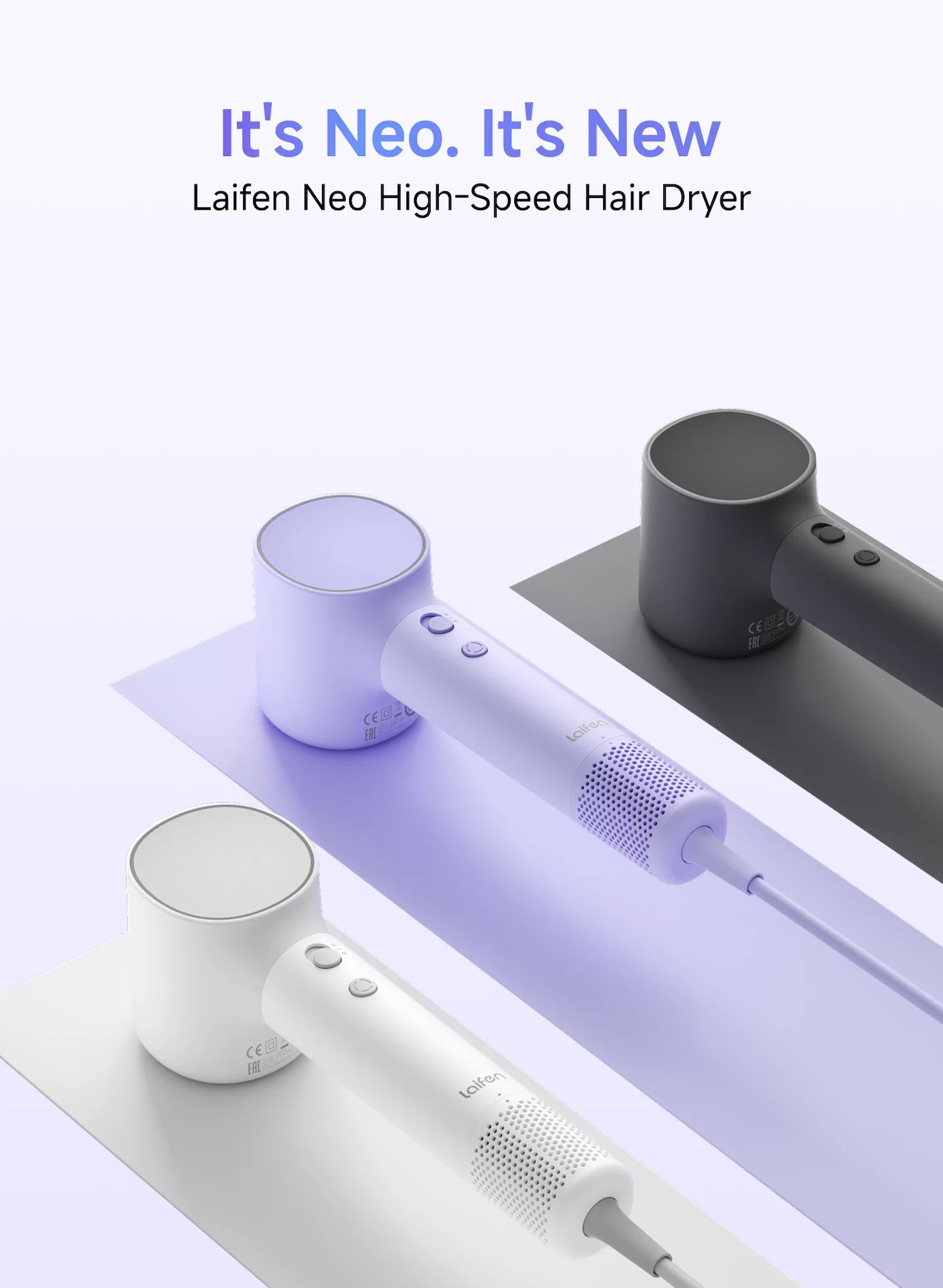 Laifen Neo High-Speed Hair Dryer inkl. Zubehörr - Pastel Purple