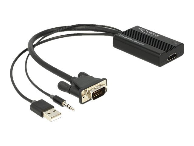 Delock VGA to HDMI Adapter with Audio - Video- / Audio-Adapter - 15 pin D-Sub (DB-15)