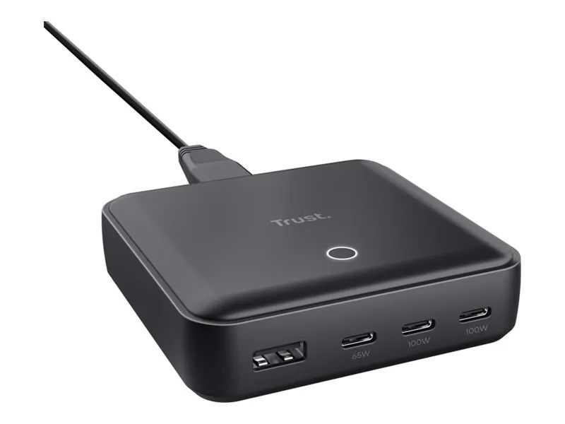 Trust Maxo - Netzteil - 100 Watt - 5 A - Power Delivery 3.0 + PPS - 4 Ausgabeanschlussstellen (3 x USB-C, USB)