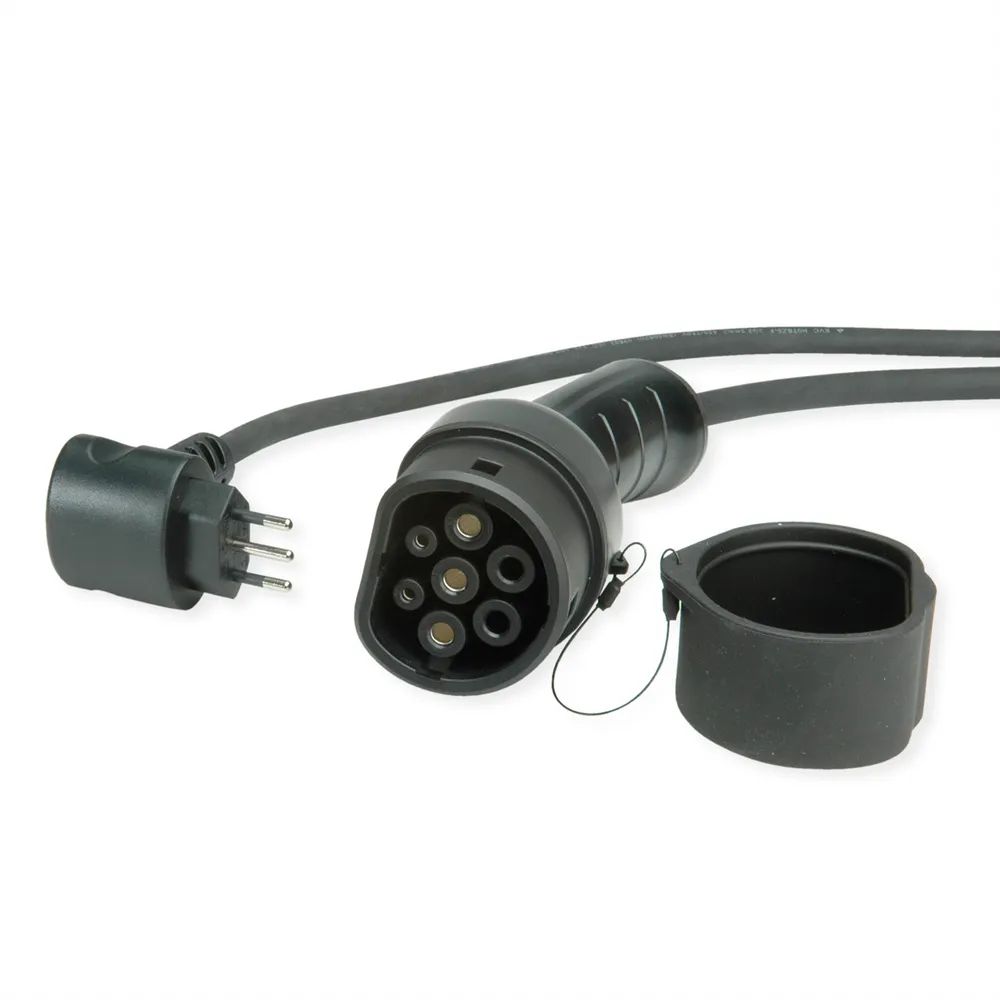 ROLINE Tragbares E-Auto Ladegerät, CEI23-50 (IT, Typ-L) & Typ2 Stecker, 1-phasig, Mode 2, 16 A, 3,6 kW, 7,5 m