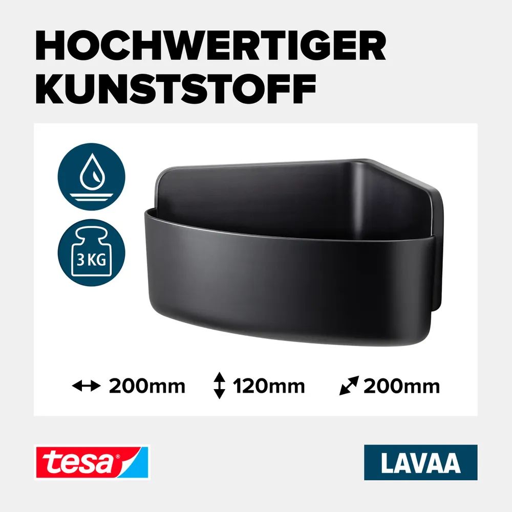 tesa® LAVAA Eck-Duschkorb, Edelstahl, Badaccessoire