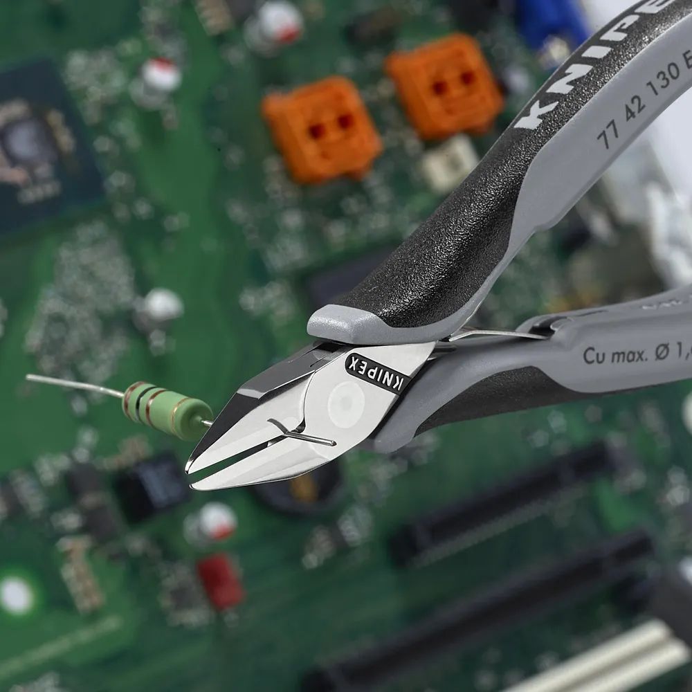 KNIPEX Elektronik-Seitenschneider ESD mit durchgestecktem Gelenk mit Mehrkomponenten-Hüllen 130 mm