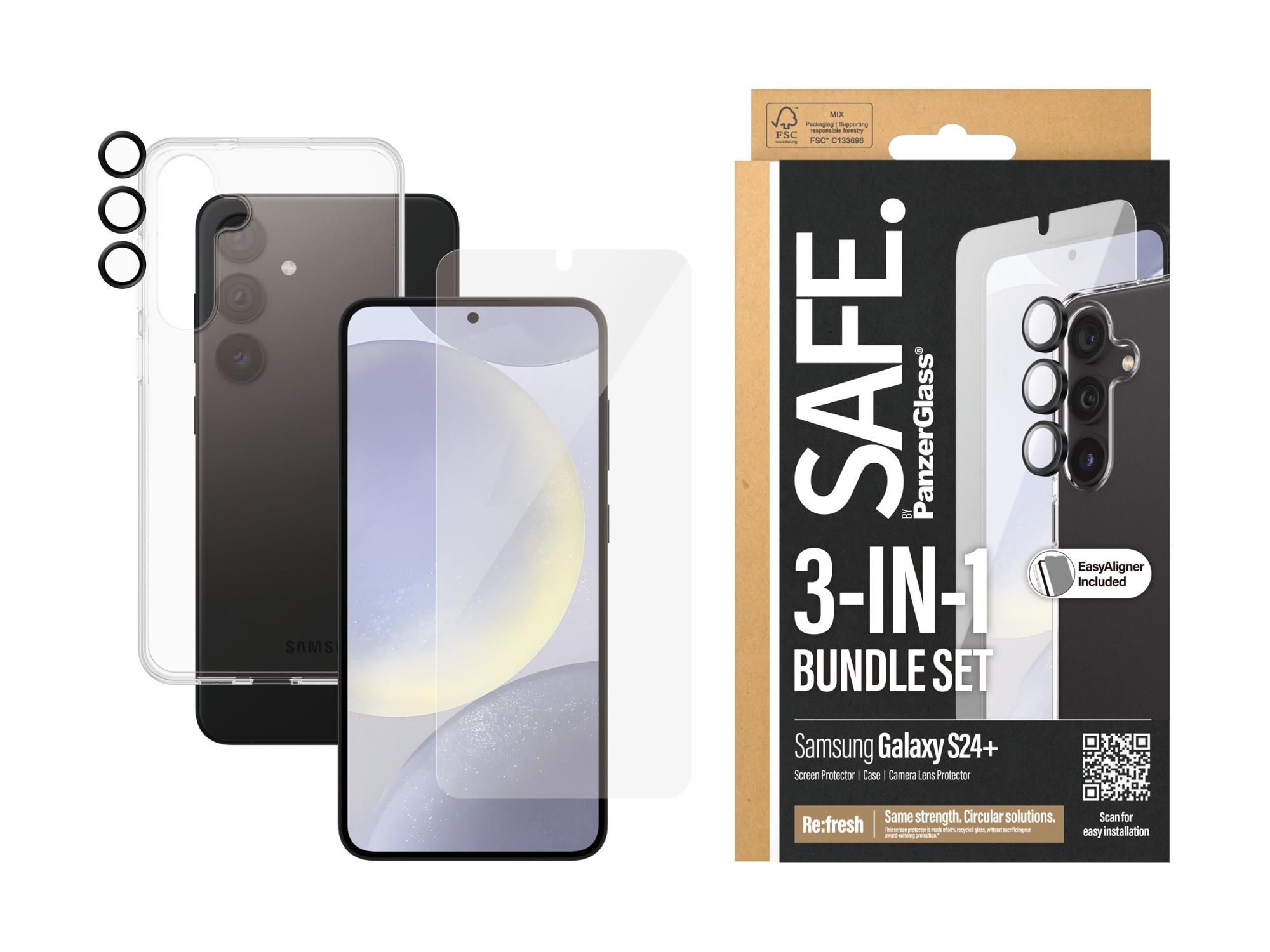 PanzerGlass SAFE. by PanzerGlass - 3-in-1 Schutzpacket - hintere Abdeckung für Mobiltelefon - Thermoplastisches Polyurethan (TPU)