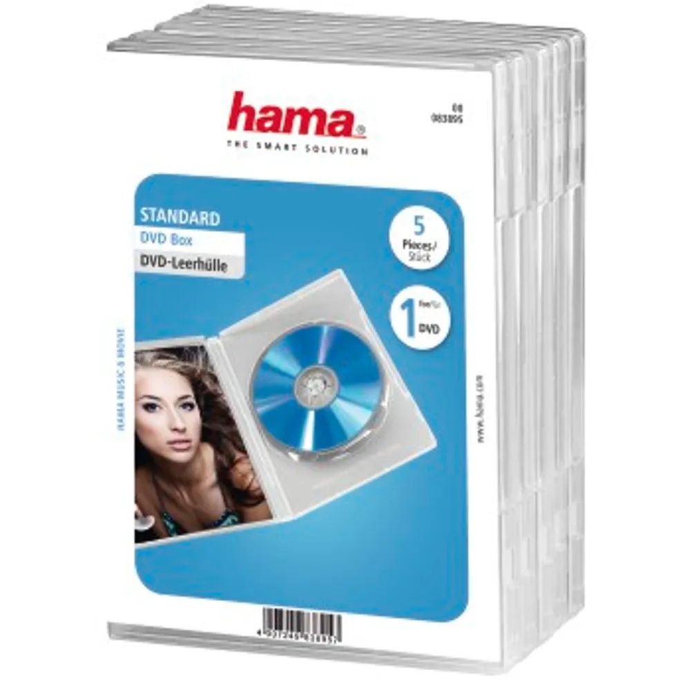 Hama DVD-Leerhülle Standard, 5er-Pack, Transparent