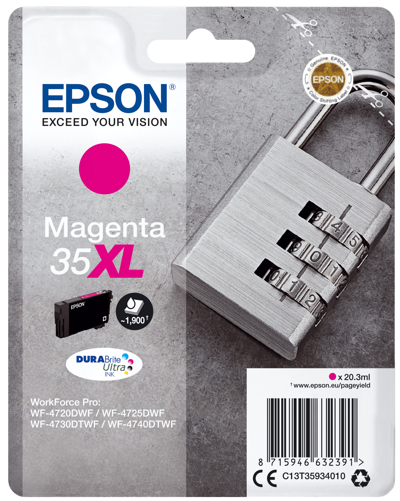 Epson 35 Tinte Vorhängeschloss Sinlge, XL, magenta