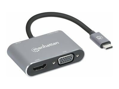 Manhattan USB-C Dock/Hub, Ports (x4): HDMI, USB-A, USB-C and VGA, With Power Delivery (87W)