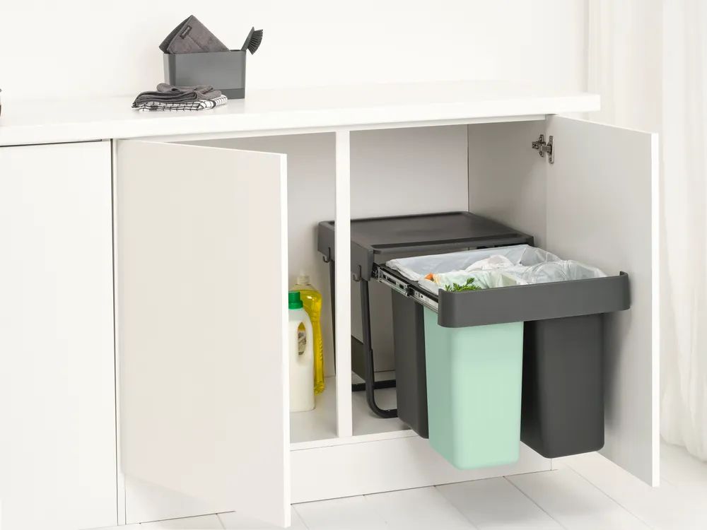 Brabantia Sort&Go Einbaueimer, 10+10+20 l - Dark Grey