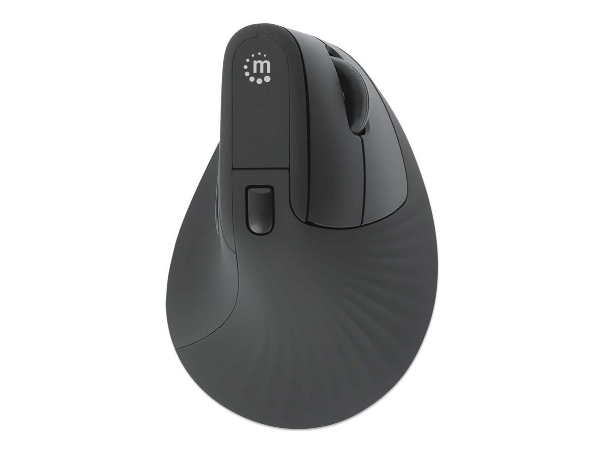 Manhattan Vertikale Maus - ergonomisch - Für Rechtshänder - optisch - 6 Tasten - kabellos - 2.4 GHz - kabelloser Empfänger (USB)