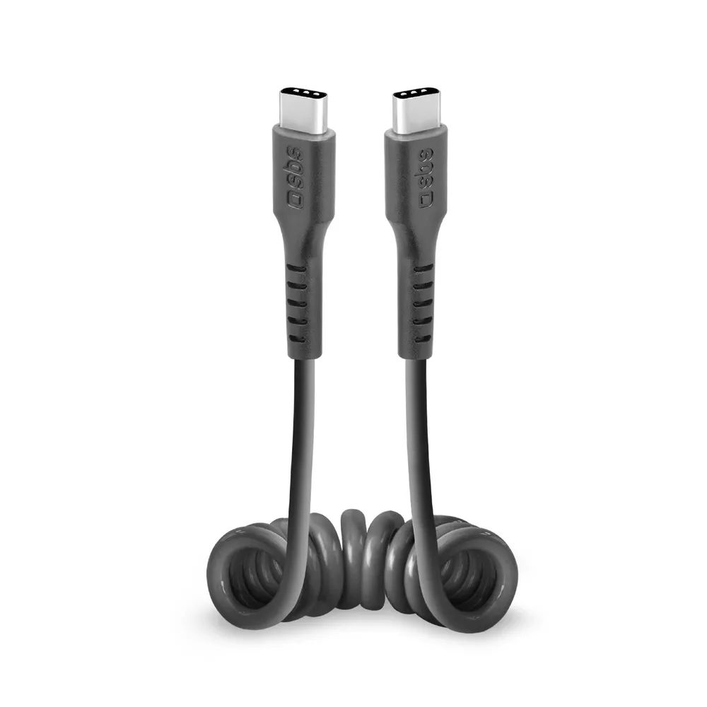 SBS Daten- u. Lade-Spiralkabel, USB-C  USB-C, 0,17-0,5m